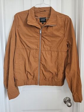 Express Men's Bomber Zip Jacket in Rust Brown